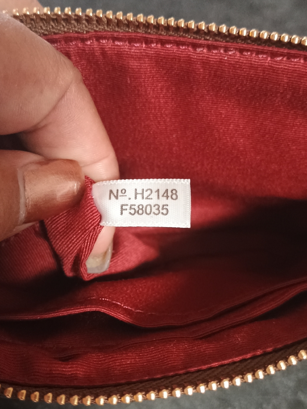 Coach Brown Signature Canvas Wristlet with Burgundy Trim - Picture 5 of 6